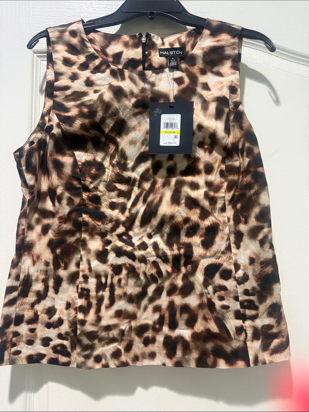 Halston Heritage Leopard Print Sleeveless Top - Brown, Tan, Black